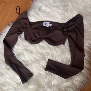Princess Polly brown long sleeve crop top